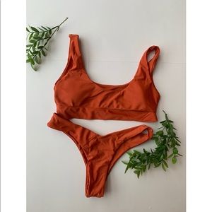Burnt orange bathing suit
